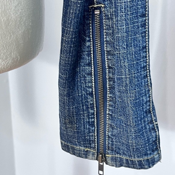 AKADEMIKS AKDMKS Y2K DENIM JACKET APPROX SZ L OPENING ON BACK POCKETS BLING - Picture 5 of 8